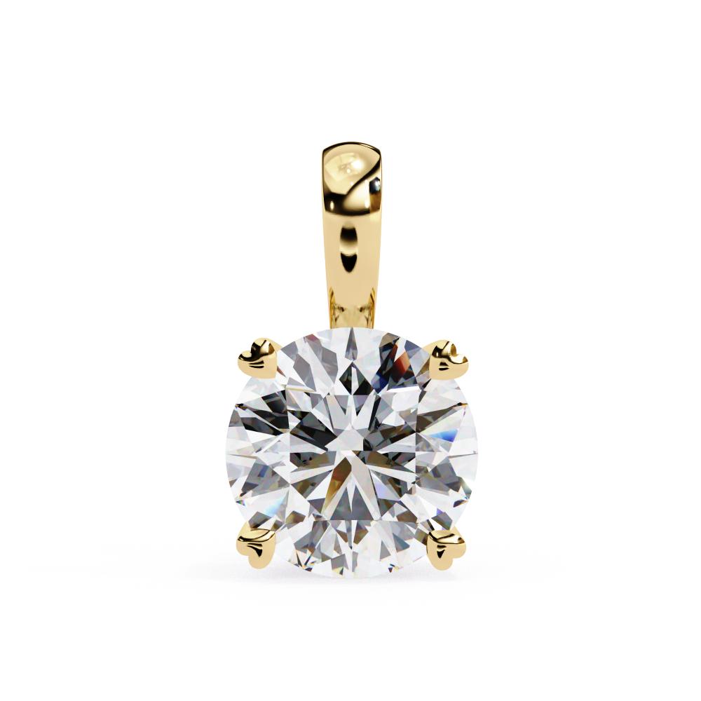 The Aurora Round Solitaire Double Claw Prong Pendant With Chain