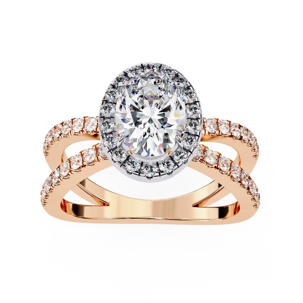 The Jamie Oval Halo With Split Shank Engagement Ring