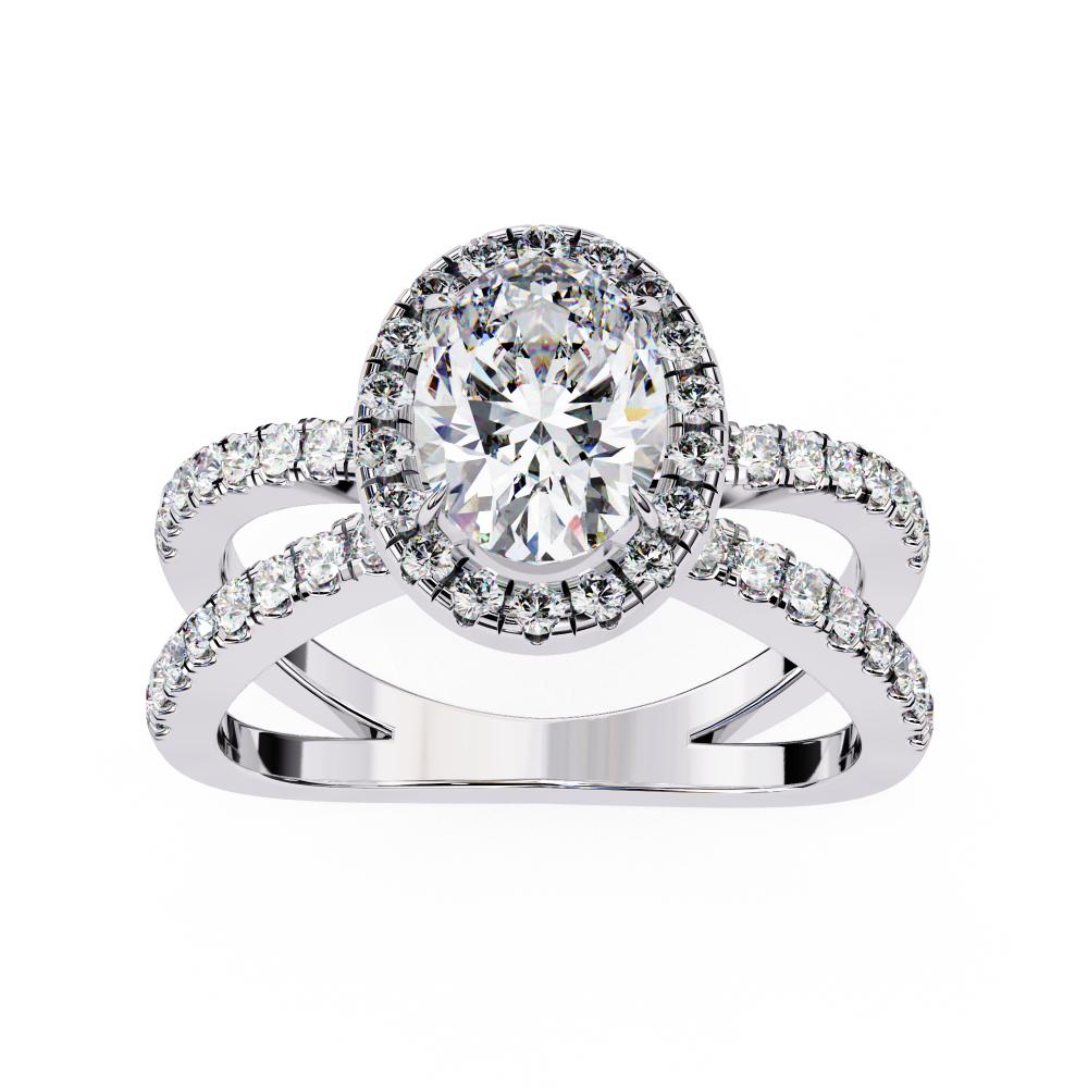 The Jamie Oval Halo With Split Shank Engagement Ring