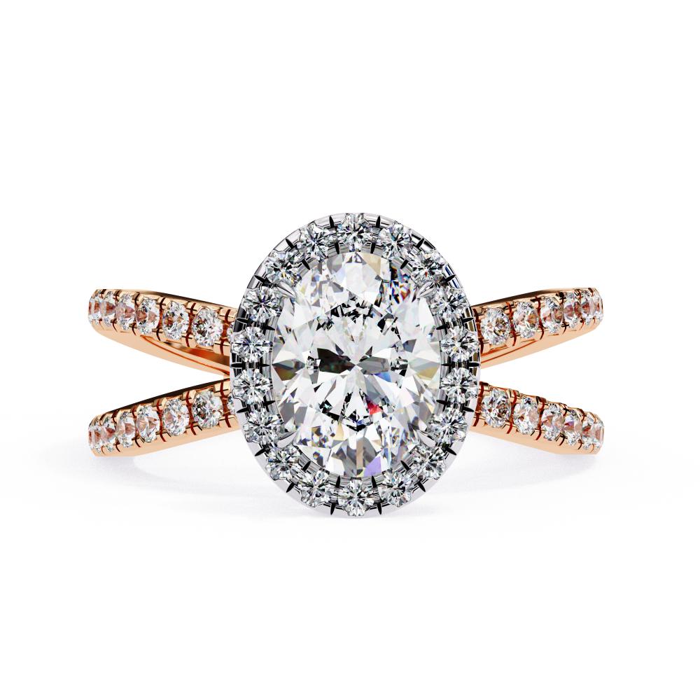 The Jamie Oval Halo With Split Shank Engagement Ring