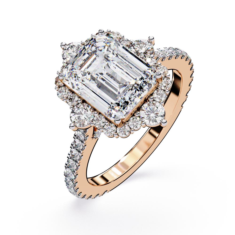 The Livia Emerald Fancy Halo With Pave Band Engagement Ring