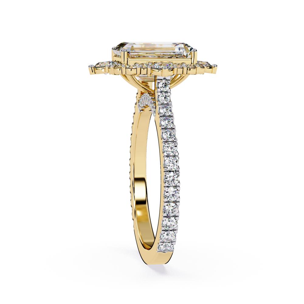 The Livia Emerald Fancy Halo With Pave Band Engagement Ring