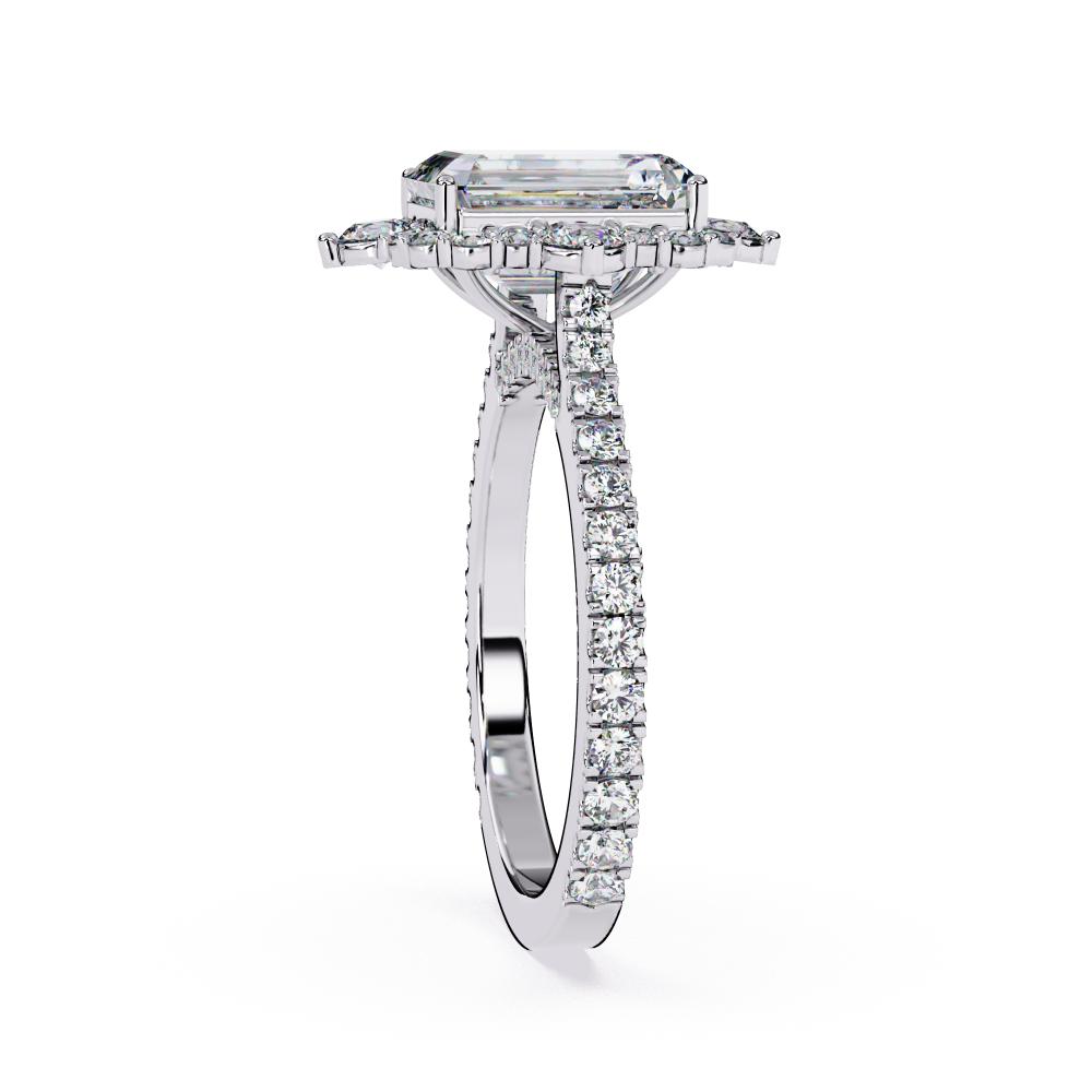 The Livia Emerald Fancy Halo With Pave Band Engagement Ring