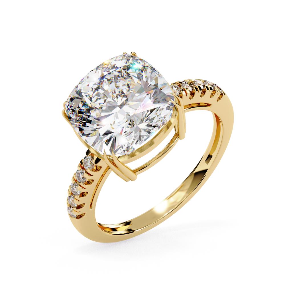 The Gregory Cushion Double Claw Prong With Pave Band Engagement Ring