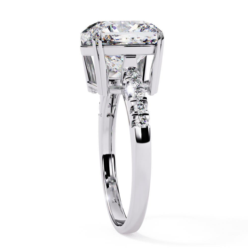 The Gregory Cushion Double Claw Prong With Pave Band Engagement Ring