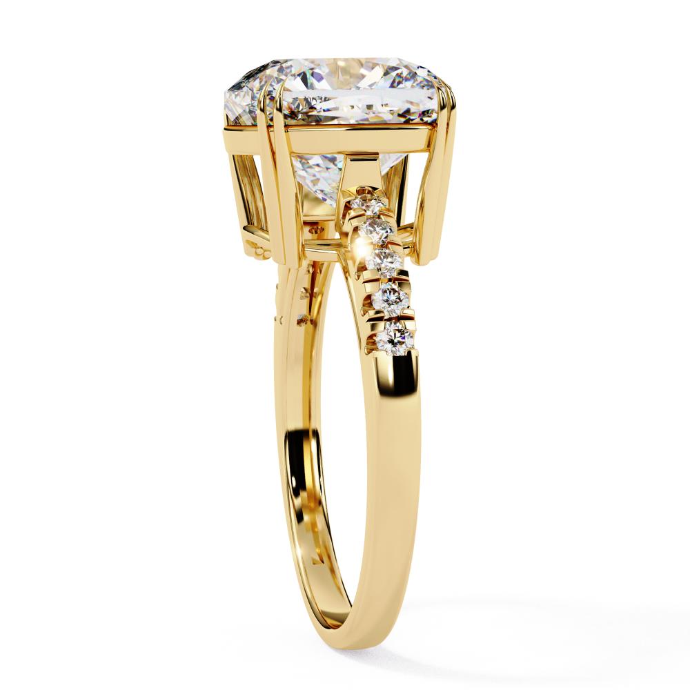 The Gregory Cushion Double Claw Prong With Pave Band Engagement Ring