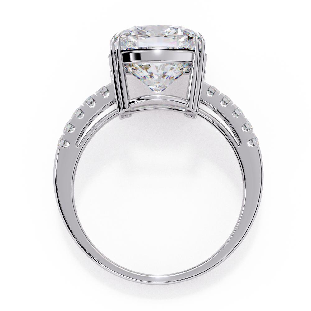 The Gregory Cushion Double Claw Prong With Pave Band Engagement Ring