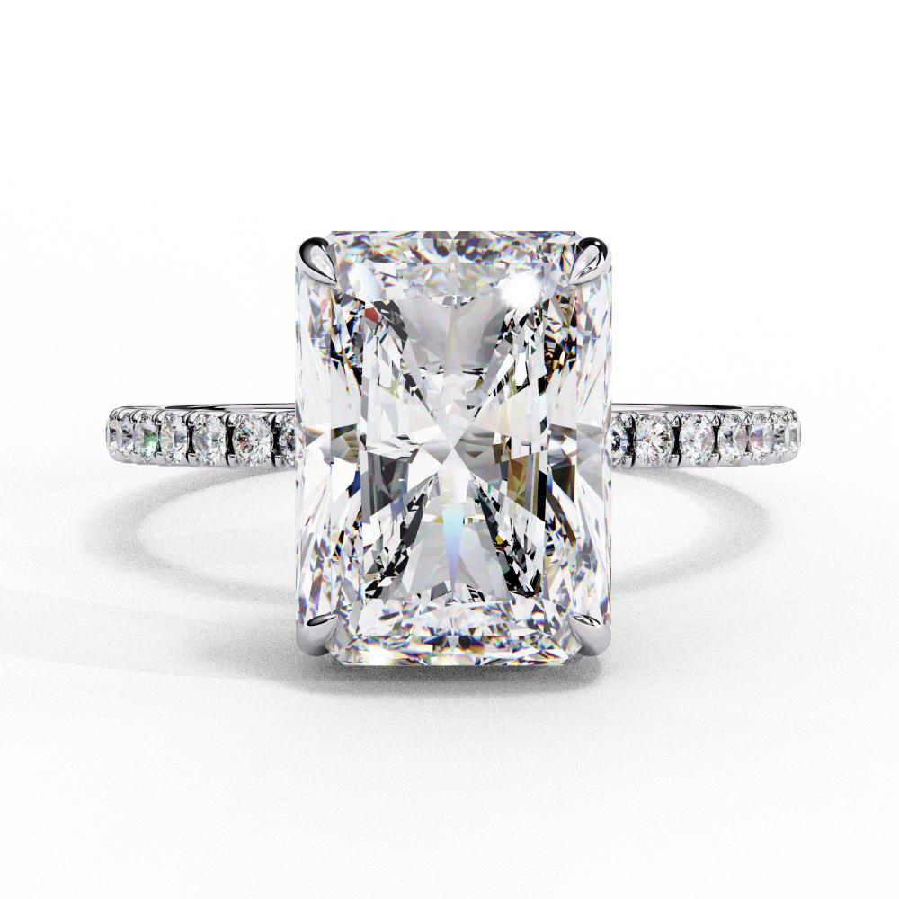 The Louise Radiant Hidden Halo With Pave Band Engagement Ring