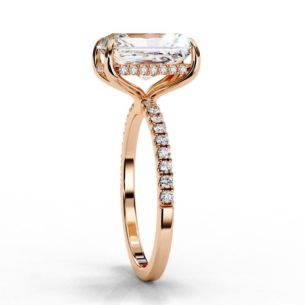 The Louise Radiant Hidden Halo With Pave Band Engagement Ring