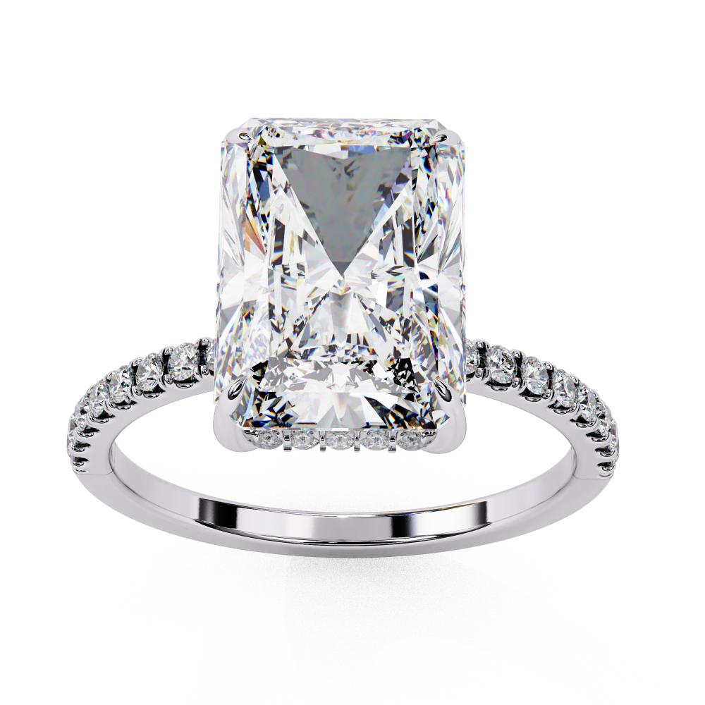 The Louise Radiant Hidden Halo With Pave Band Engagement Ring