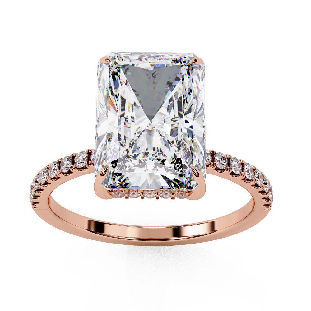 The Louise Radiant Hidden Halo With Pave Band Engagement Ring