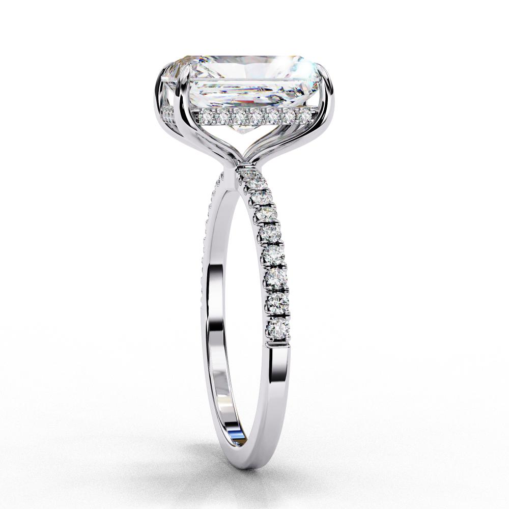 The Louise Radiant Hidden Halo With Pave Band Engagement Ring