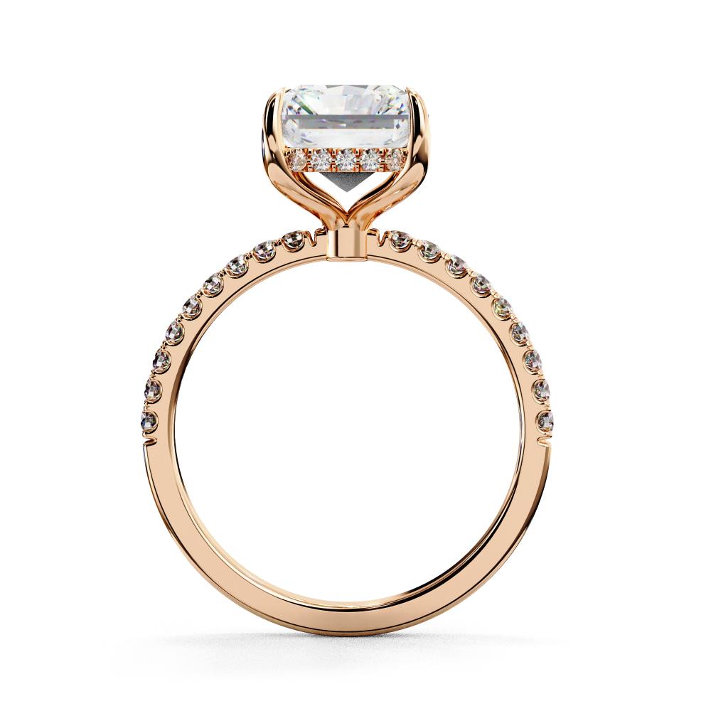 The Louise Radiant Hidden Halo With Pave Band Engagement Ring