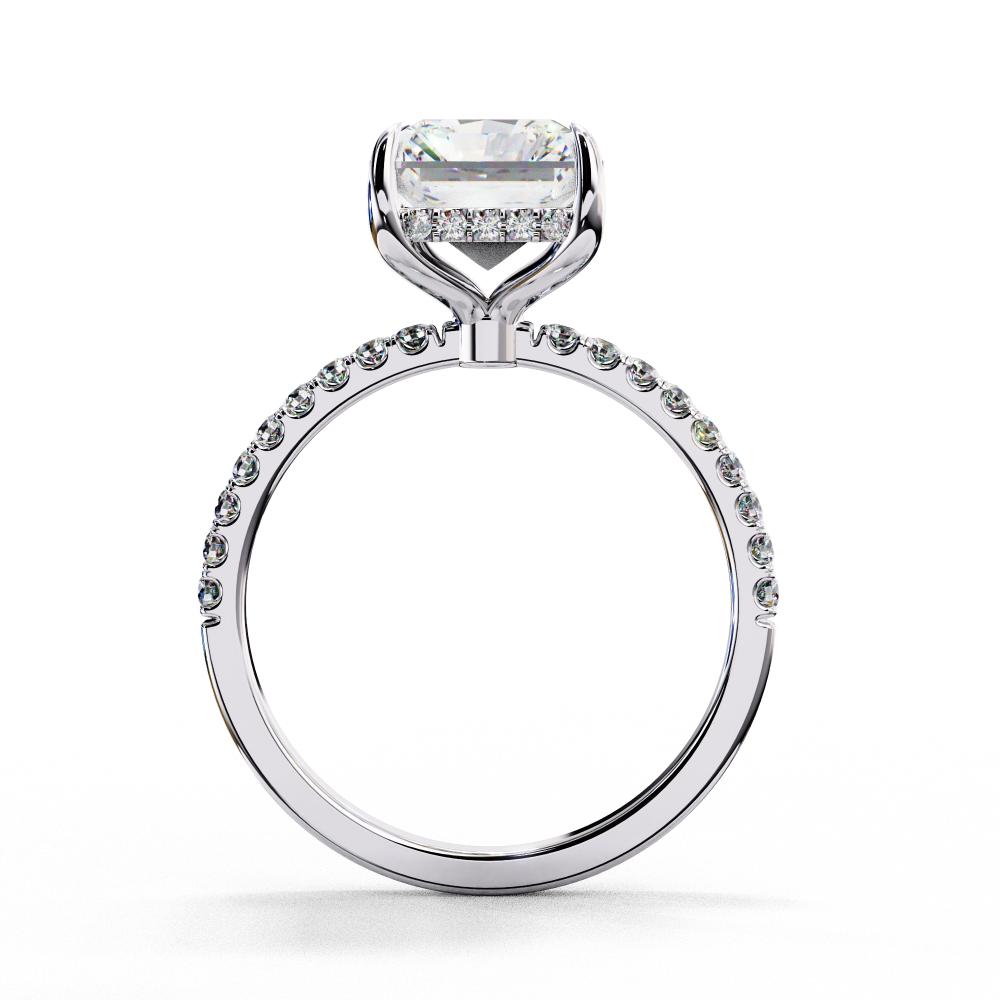 The Louise Radiant Hidden Halo With Pave Band Engagement Ring