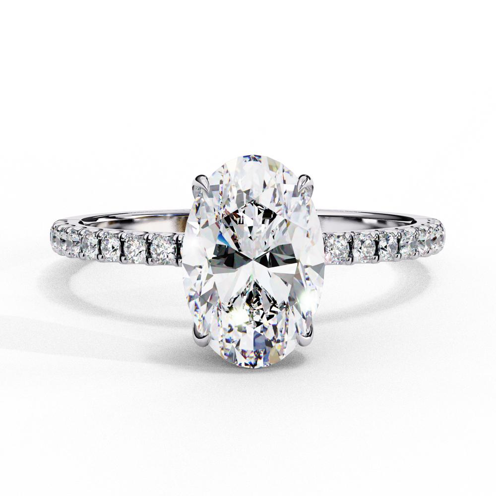 The Louise Oval Hidden Halo with Pave Band Engagement ring