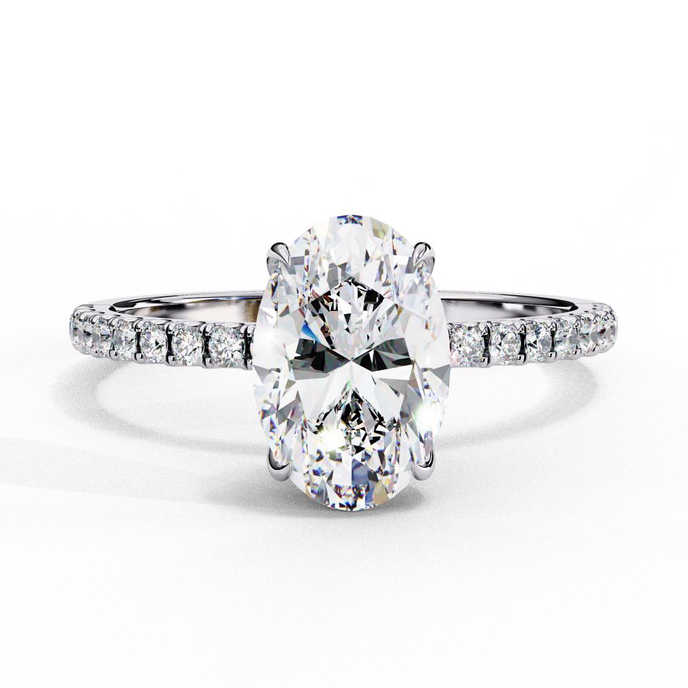 The Louise Oval Hidden Halo with Pave Band Engagement ring