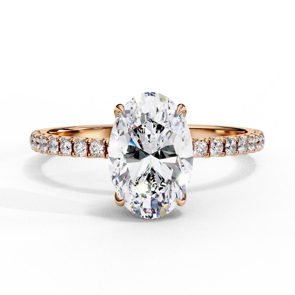 The Louise Oval Hidden Halo with Pave Band Engagement ring