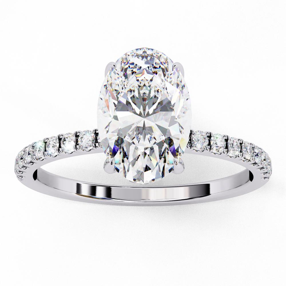 The Louise Oval Hidden Halo with Pave Band Engagement ring