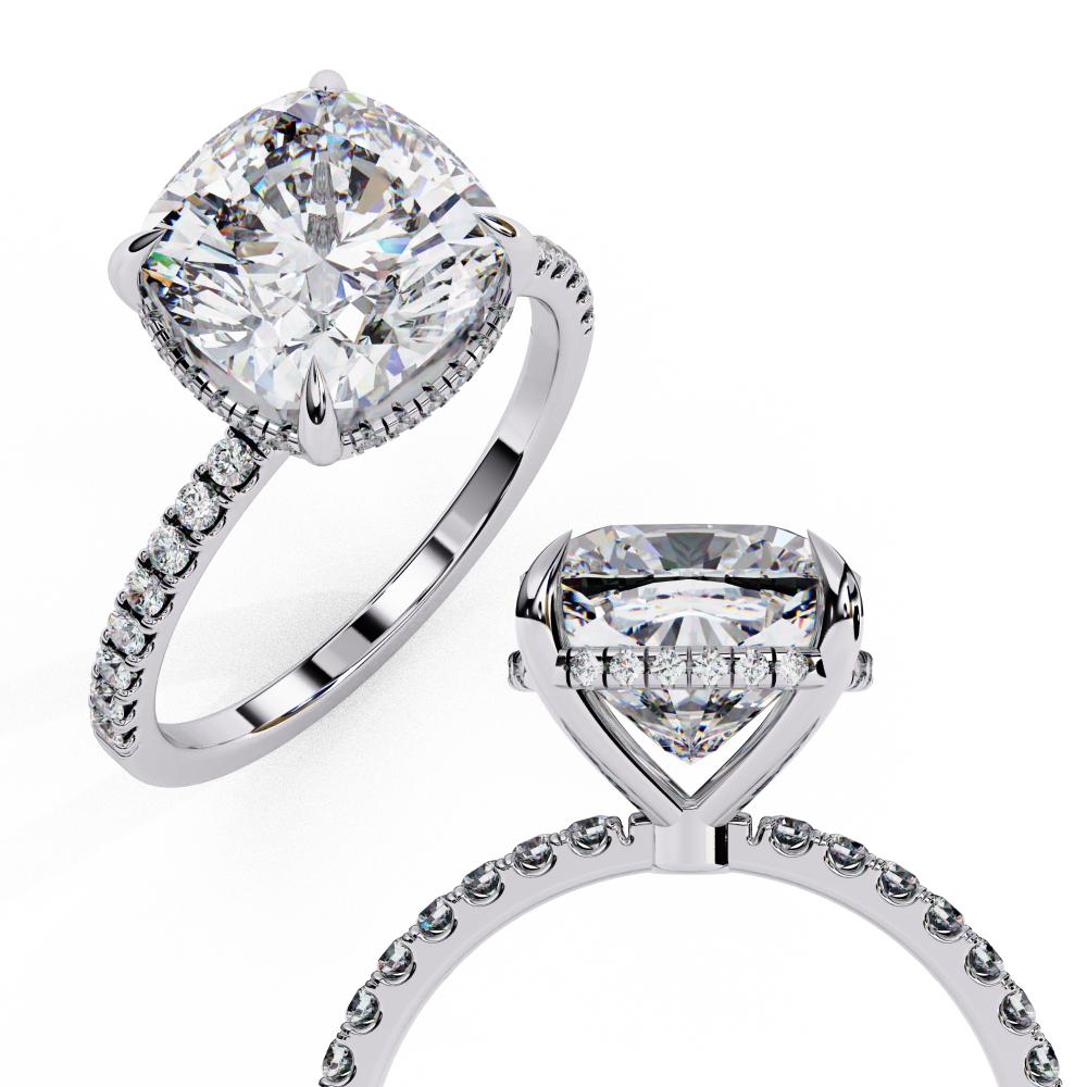 The Louise Cushion Hidden Halo Engagement ring