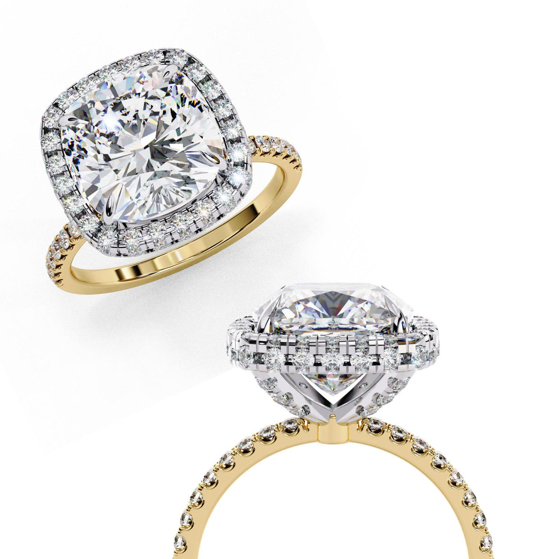 The Jannie Cushion Unique Halo Engagement Ring