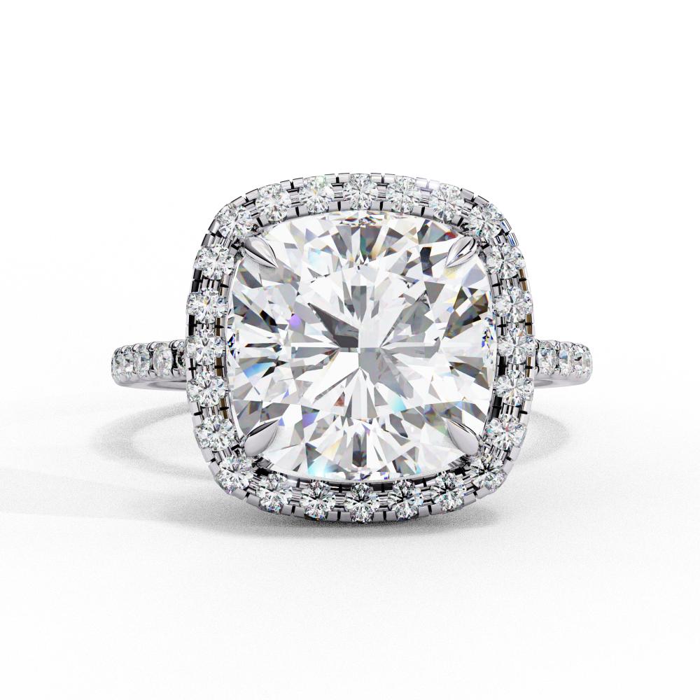 The Jannie Cushion Unique Halo Engagement Ring