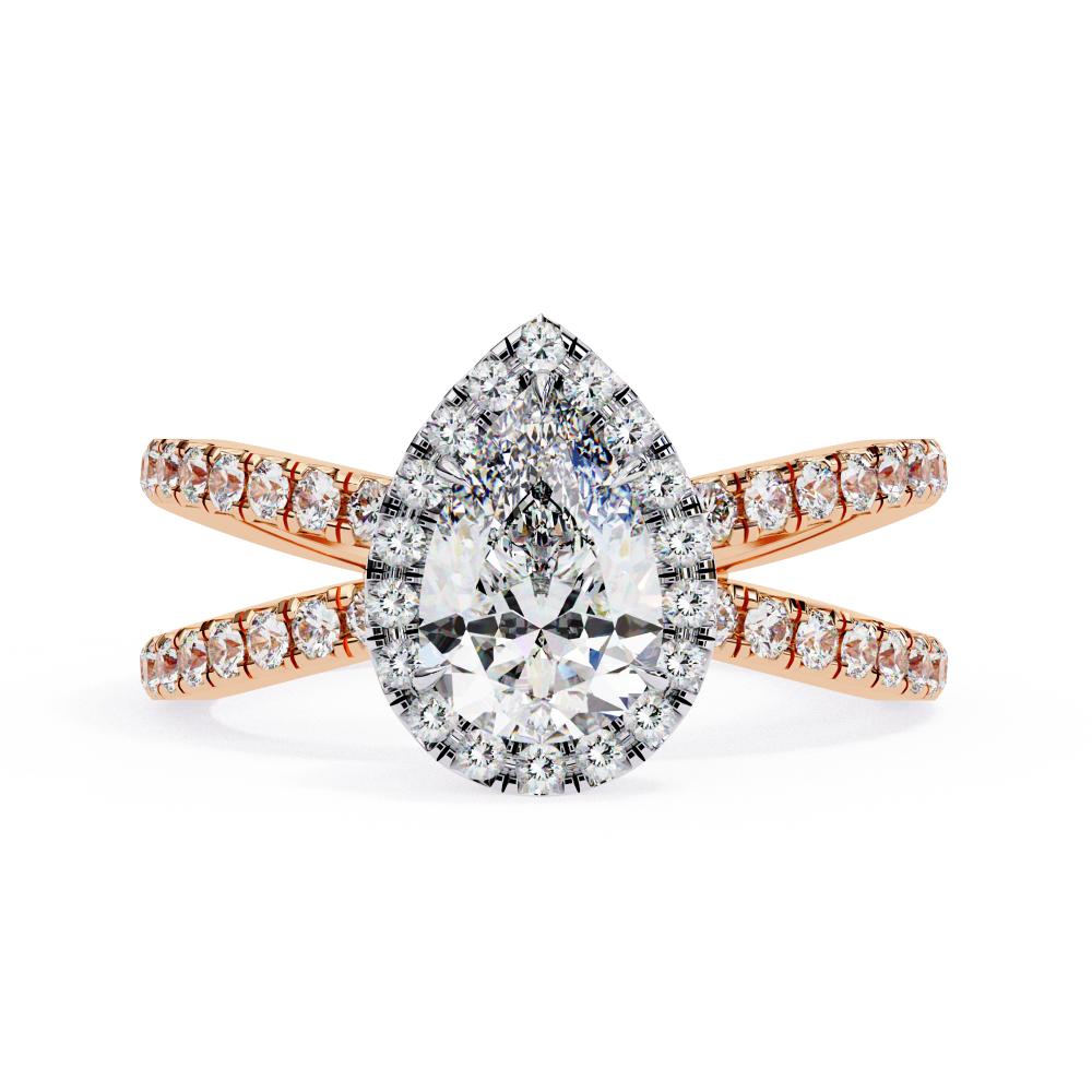 The Jamie Pear Halo with Split Shank Engagement Ring