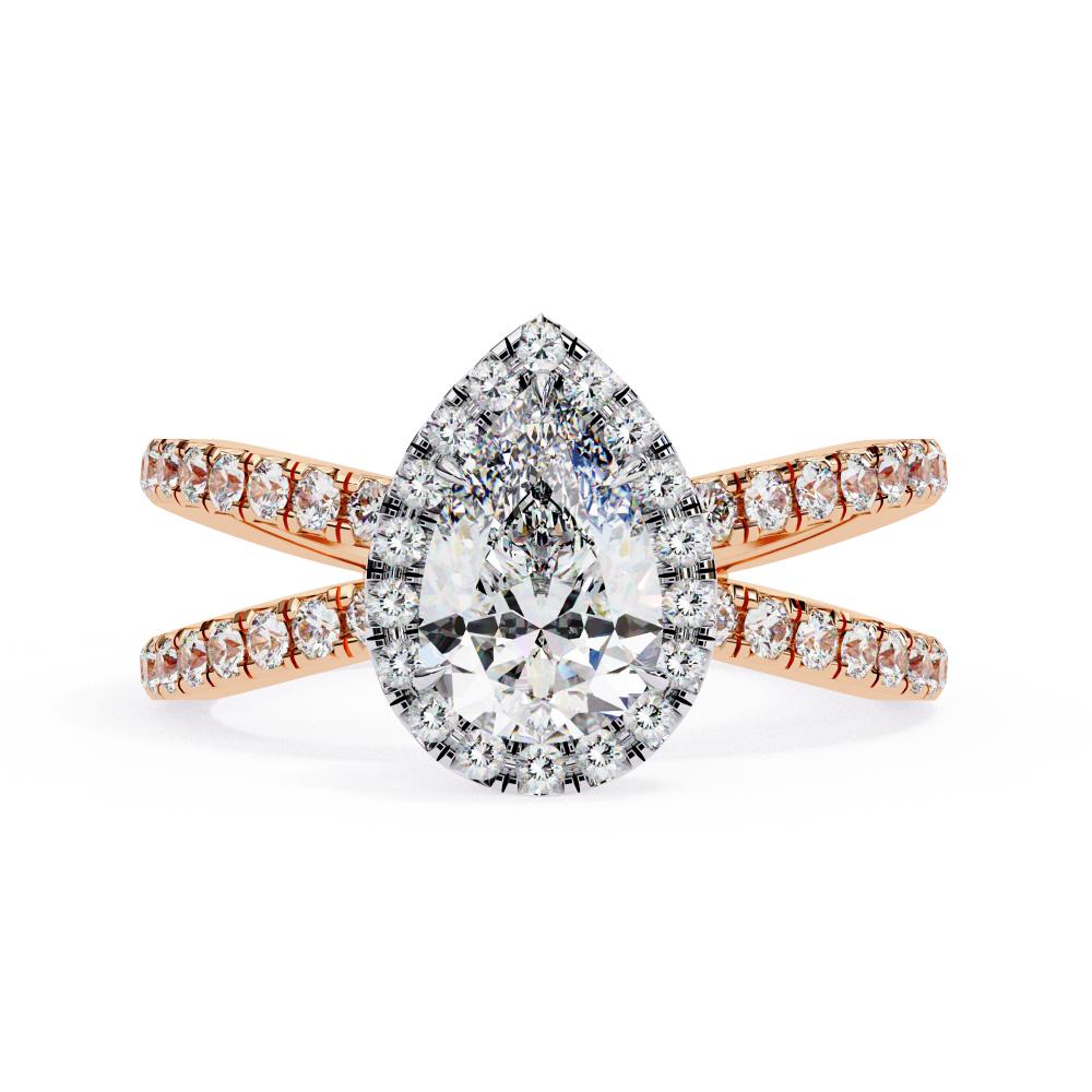 The Jamie Pear Halo with Split Shank Engagement Ring