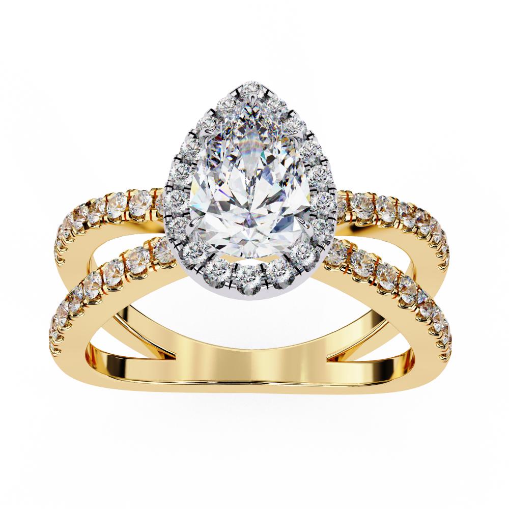 The Jamie Pear Halo with Split Shank Engagement Ring