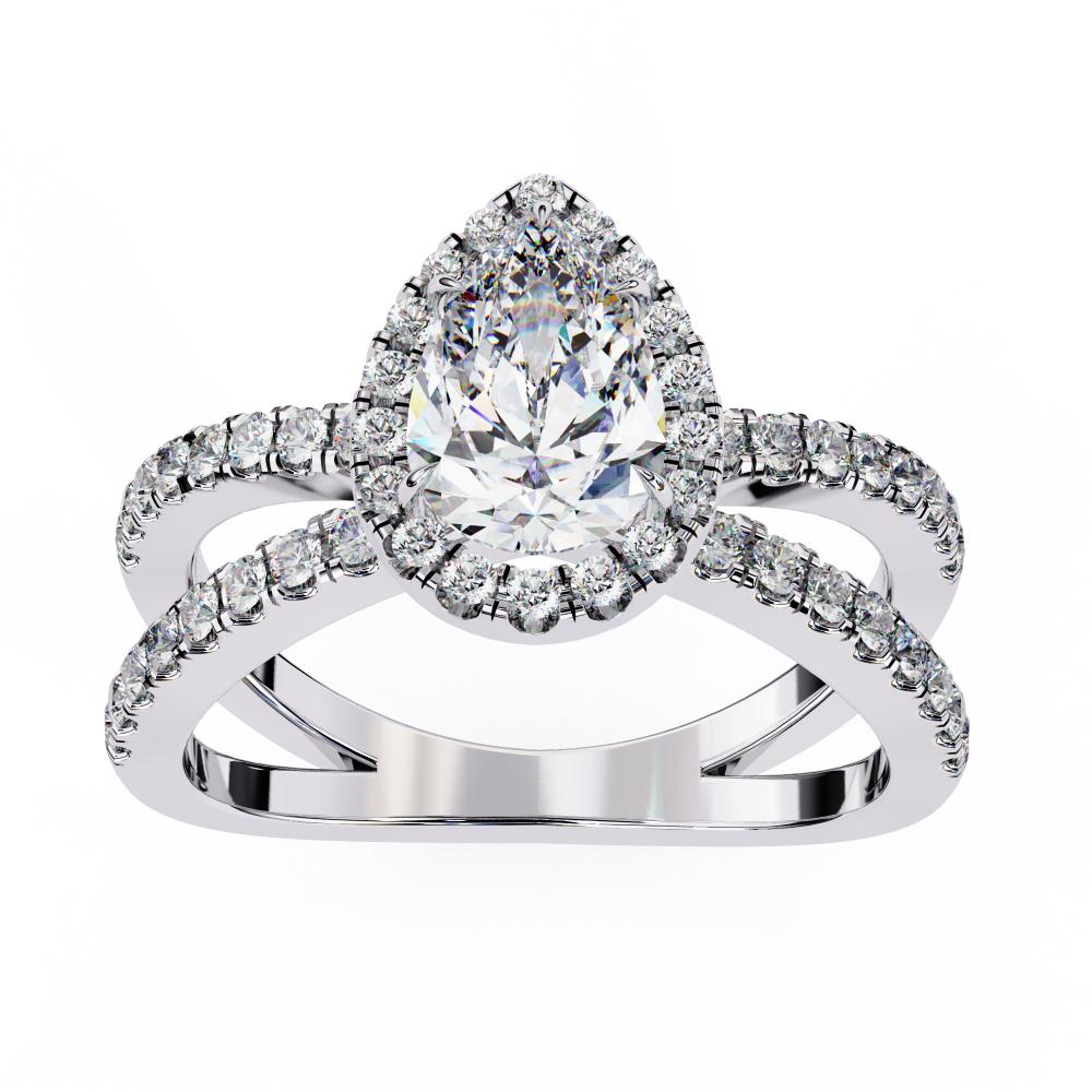 The Jamie Pear Halo with Split Shank Engagement Ring