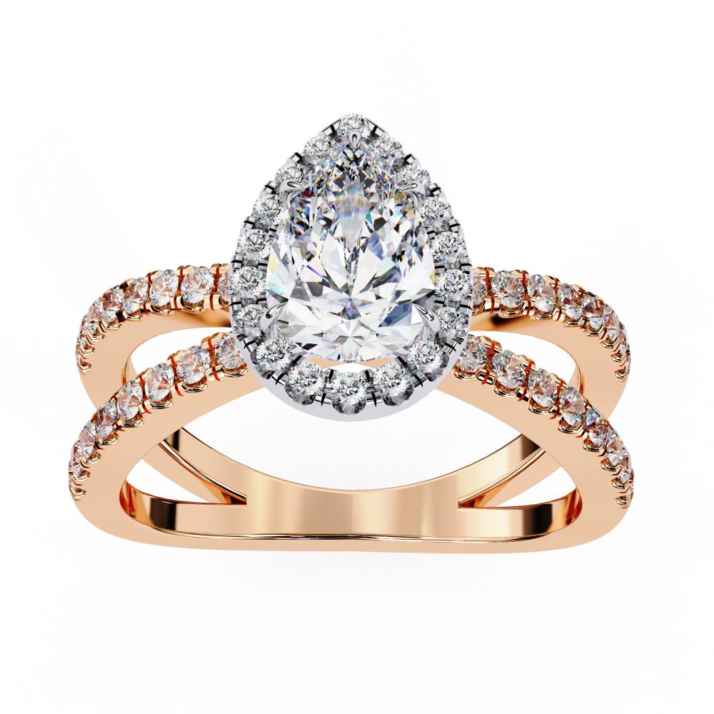 The Jamie Pear Halo with Split Shank Engagement Ring