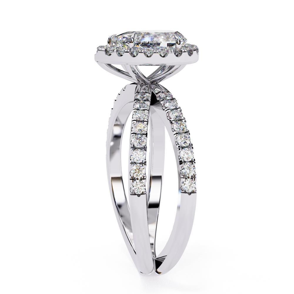 The Jamie Pear Halo with Split Shank Engagement Ring