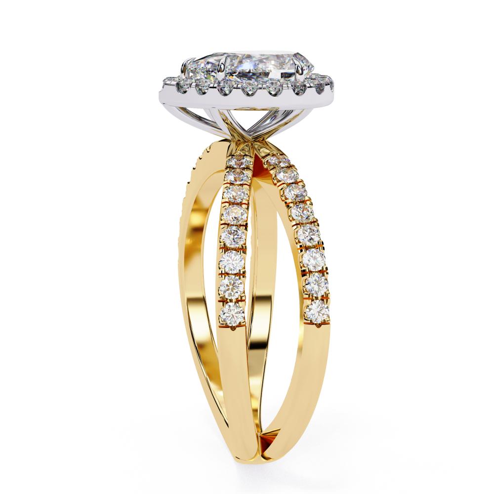 The Jamie Pear Halo with Split Shank Engagement Ring