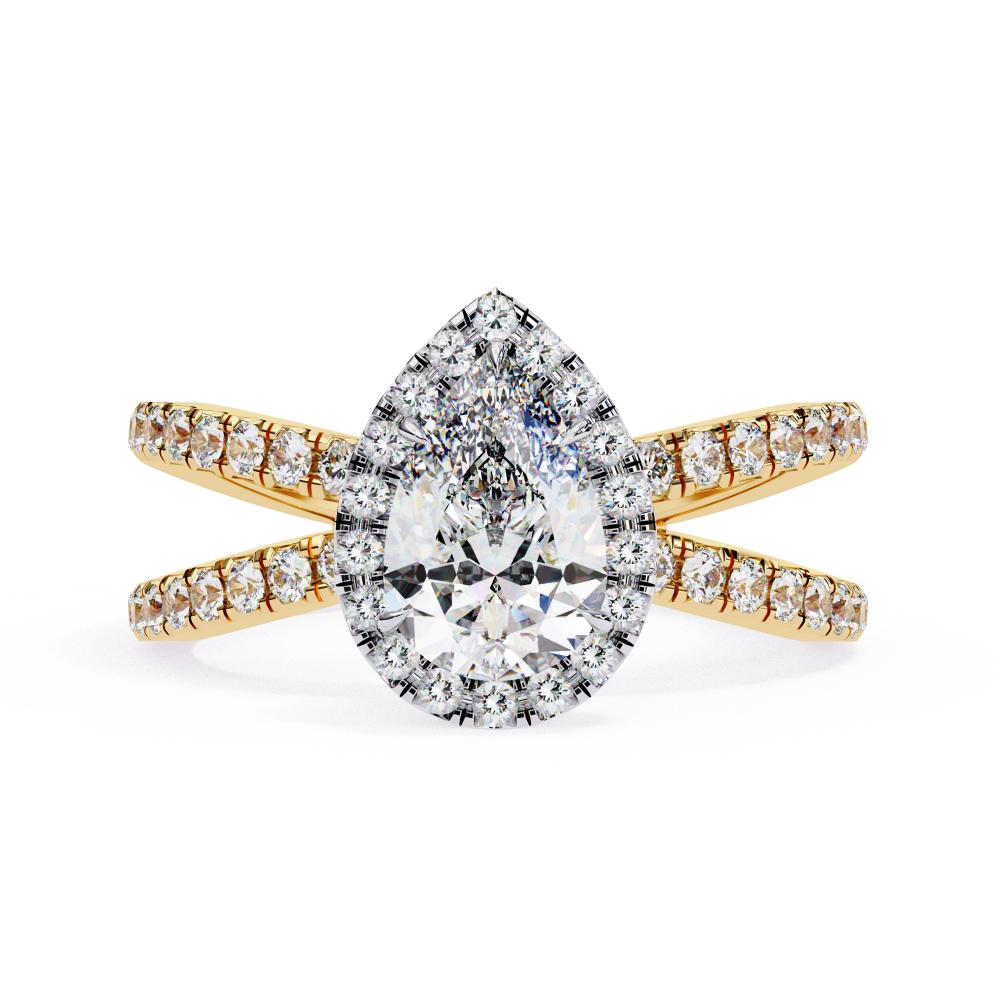 The Jamie Pear Halo with Split Shank Engagement Ring