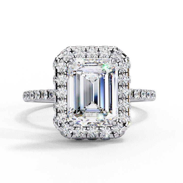 The Jannie  Emerald Unique Halo Engagement Ring