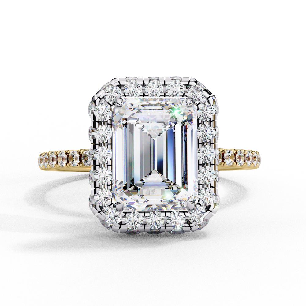 The Jannie  Emerald Unique Halo Engagement Ring