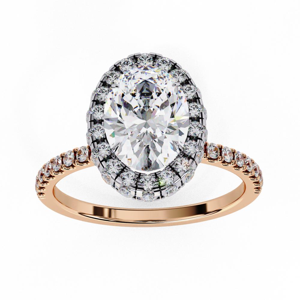 The Jannie Oval Unique Halo Engagement Ring