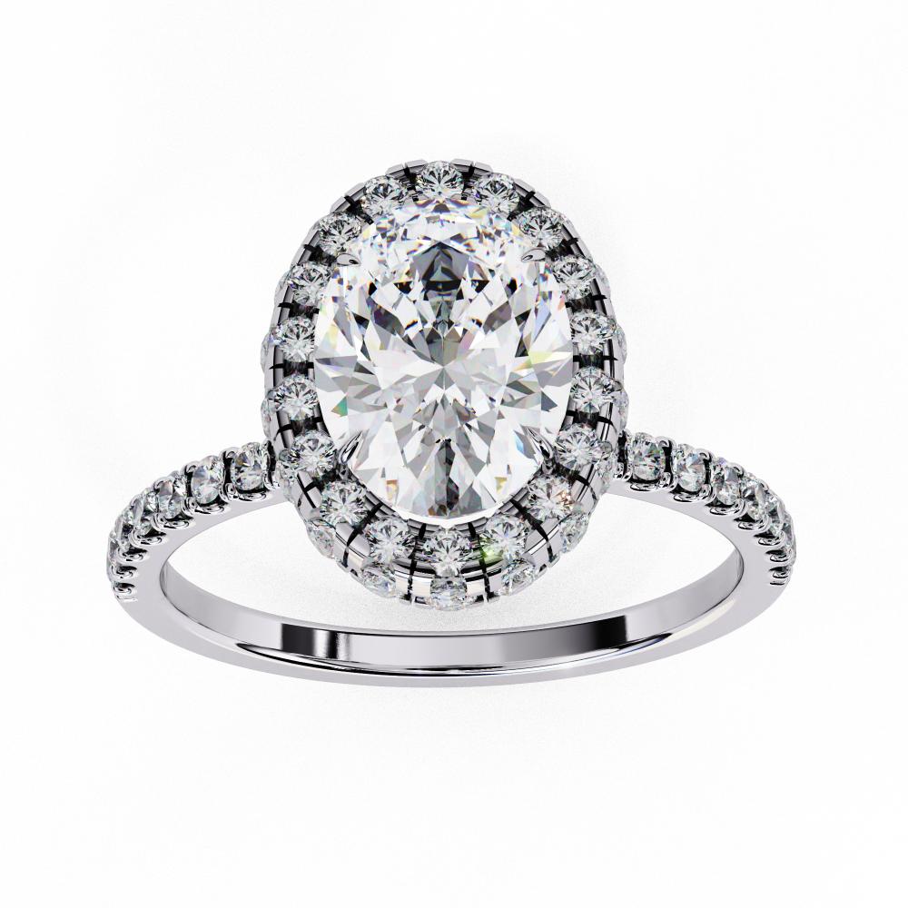 The Jannie Oval Unique Halo Engagement Ring