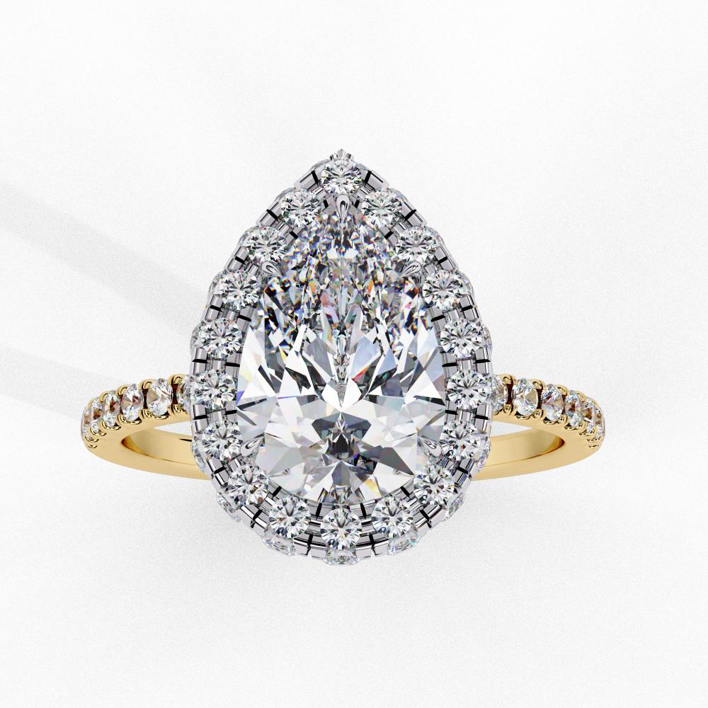 The Jannie Pear Unique Halo Engagement Ring