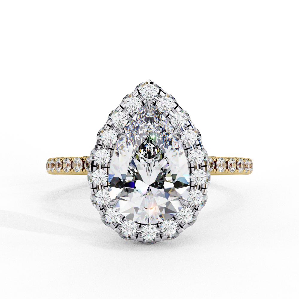 The Jannie Pear Unique Halo Engagement Ring