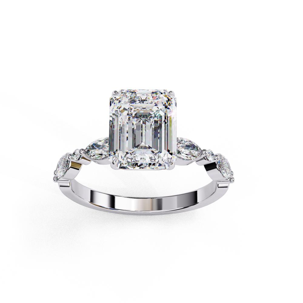 The Joanna Emerald Solitaire Accent Engagement Ring