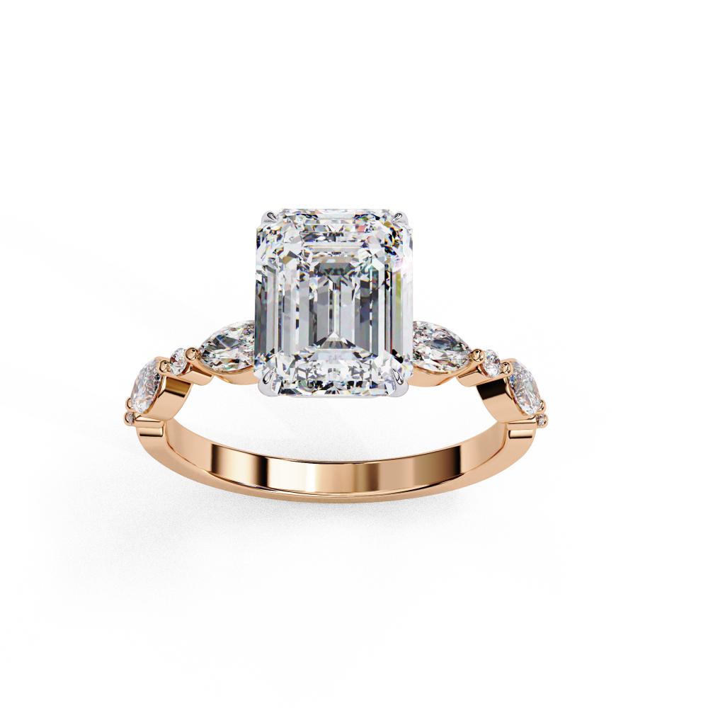 The Joanna Emerald Solitaire Accent Engagement Ring