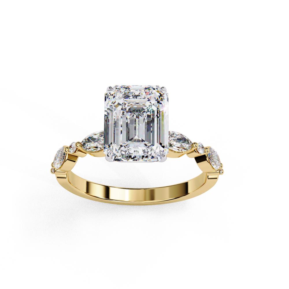 The Joanna Emerald Solitaire Accent Engagement Ring