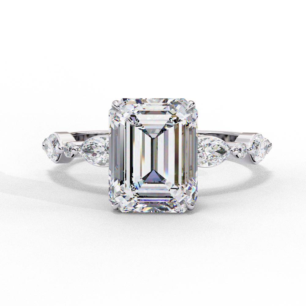 The Joanna Emerald Solitaire Accent Engagement Ring