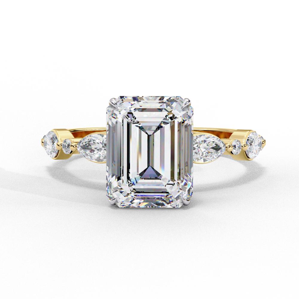 The Joanna Emerald Solitaire Accent Engagement Ring