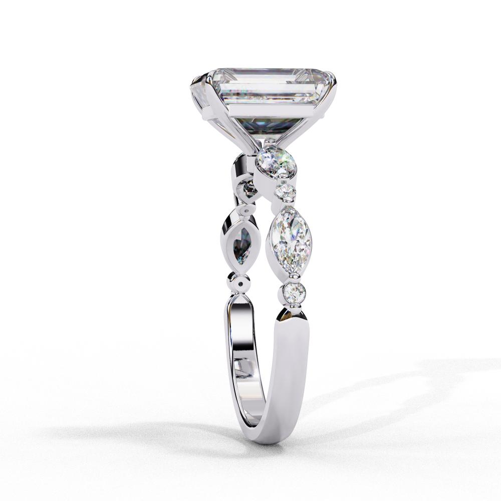 The Joanna Emerald Solitaire Accent Engagement Ring