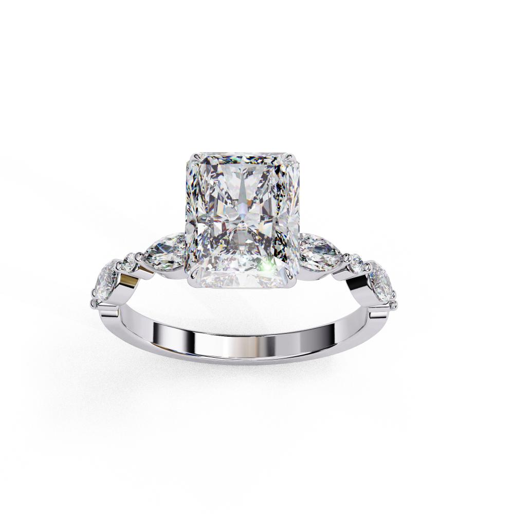 The Joanna Radiant Solitaire Accent Engagement Ring