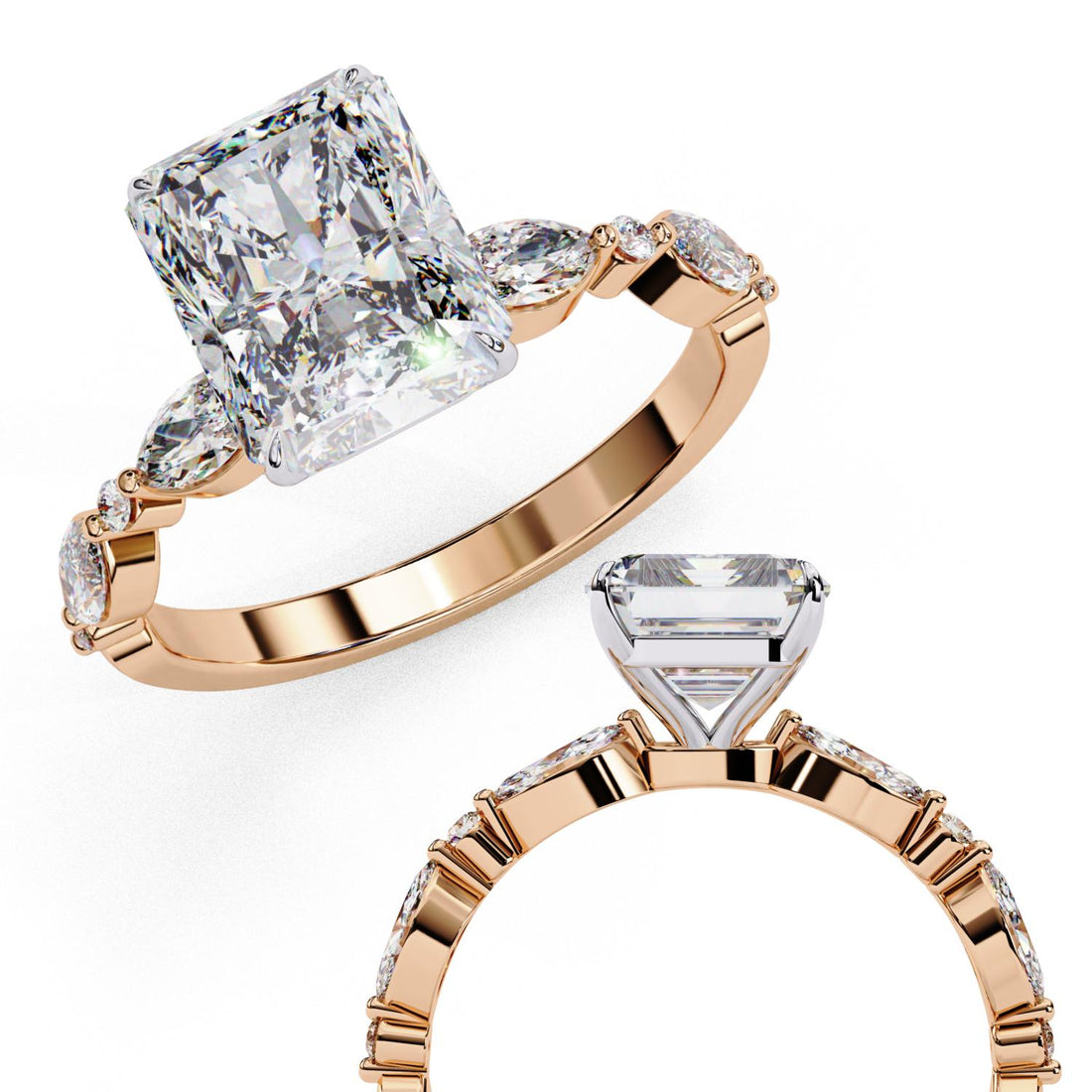 The Joanna Radiant Solitaire Accent Engagement Ring