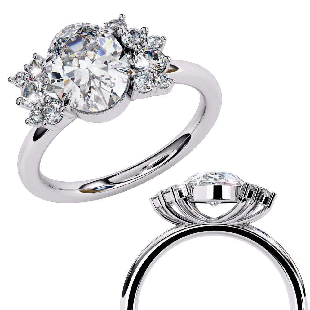 The Vanatti Oval Unique Side Design Engagement Ring