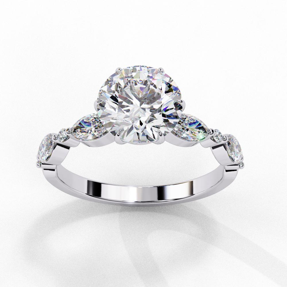 The Joanna Round Solitaire Accent Engagement Ring