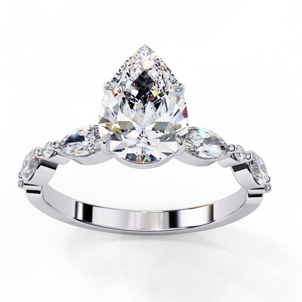 The Joanna Pear Solitaire Accent Engagement Ring